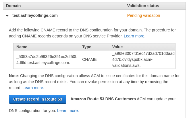 Image of create dns record button